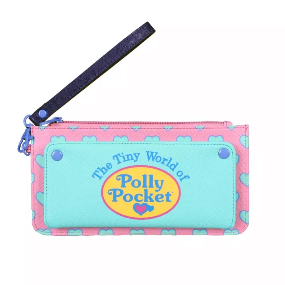 NEW✨ Polly Pocket Hot Topic Original Logo Vintage Pink Hearts Mint Wallet Clutch